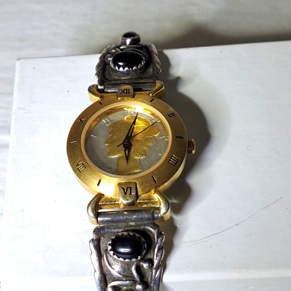 Vintage Liberty coin watch. With Native American 925 watch band
